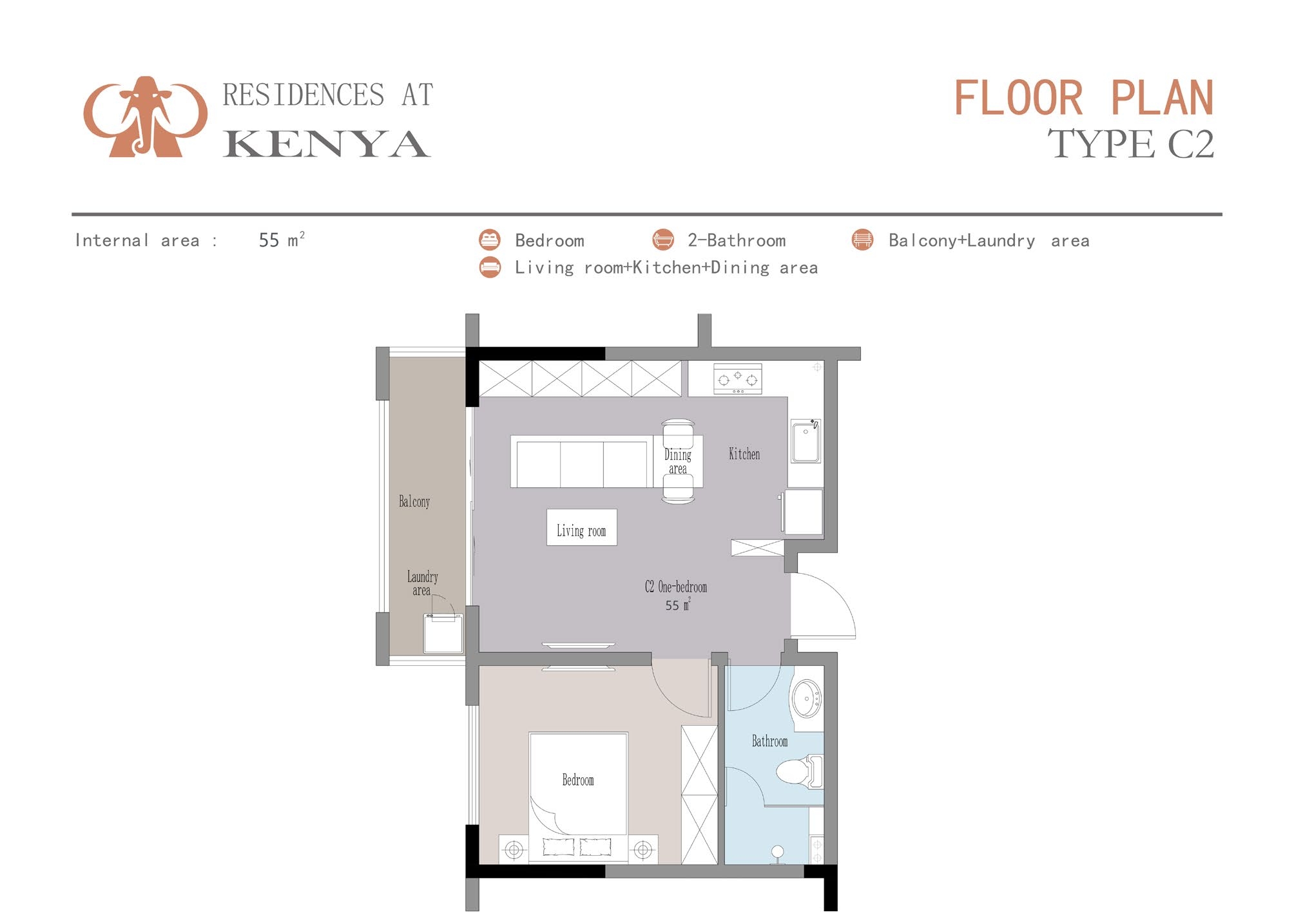 image of c1 floor plan 1 bedroom lesonia
