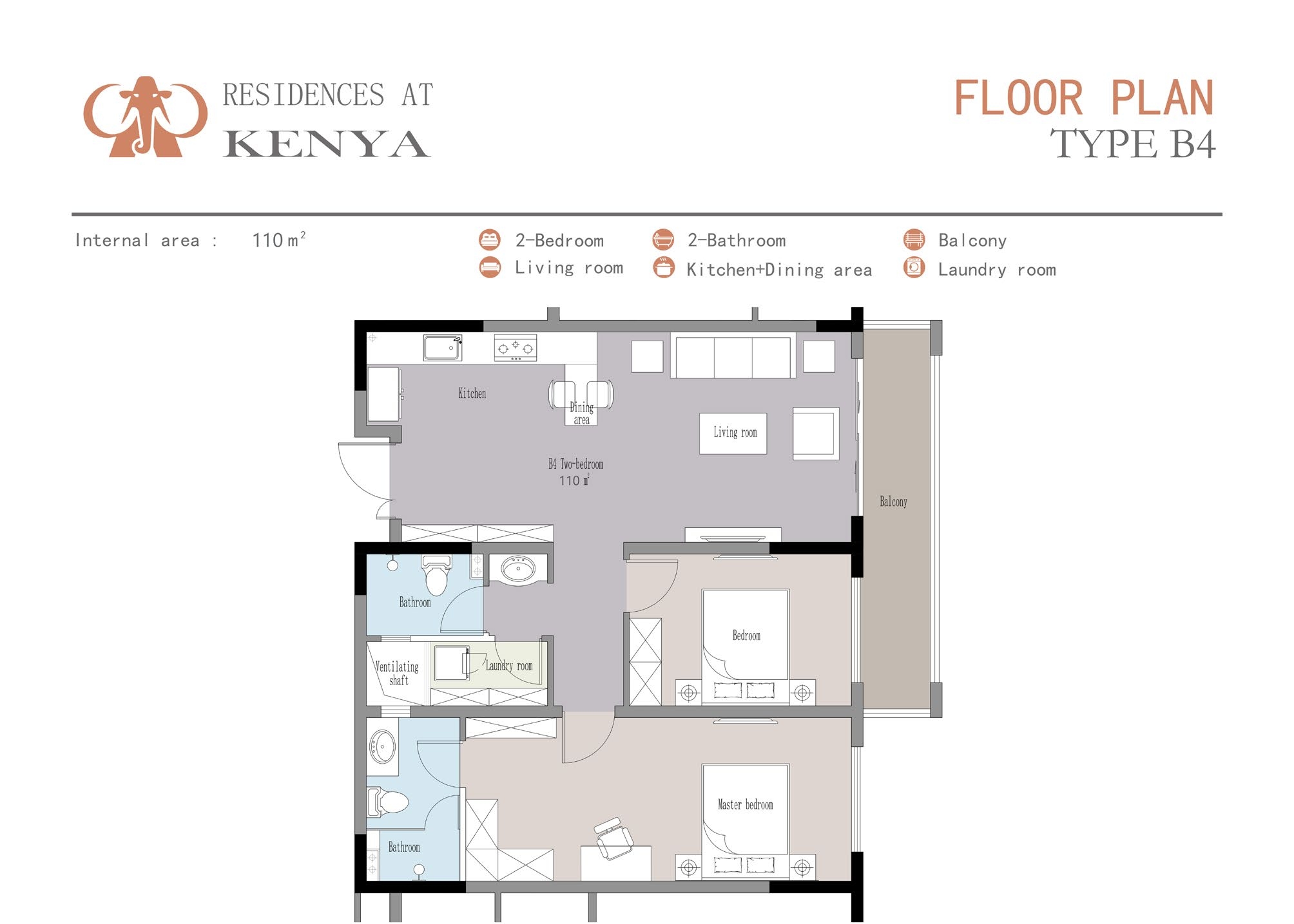 image of b3 floor plan lesonia 2 bedroom